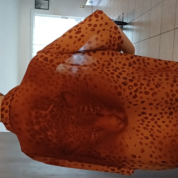 Mirror image vintage Leopard Blouse 1X - Picture 4 of 13